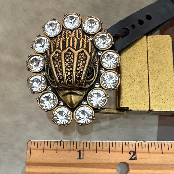 Kurt Geiger Black Belt with Gold and Crystal Buckle - Picture 7 of 10